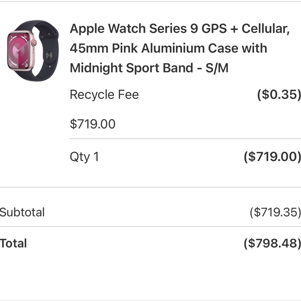 Apple Watch Series 9 Pink Aluminium with Midnight Sport Band